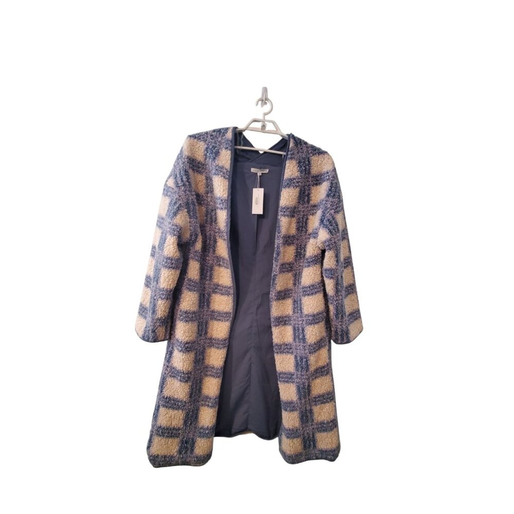 Baltic Born nwt Breckenridge Sherpa long cardigan jacket womens 1X blue plaid
